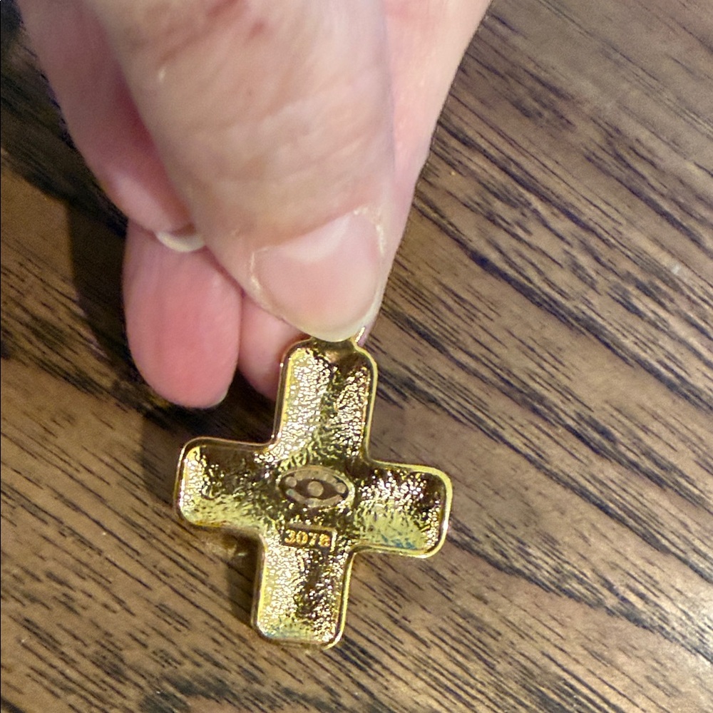 CHANEL Gold and Red Cross Necklace Pendant - Picture 2 of 5